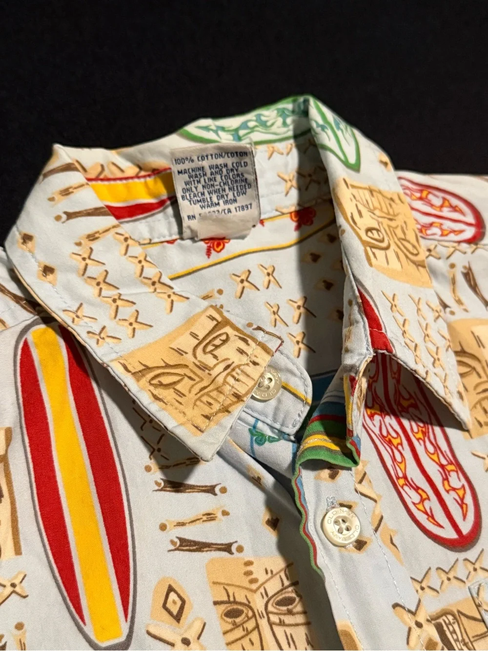 Old Navy Light Blue Hawaiian Kids Youth Short-Sleeve Surf Print Button-Up S